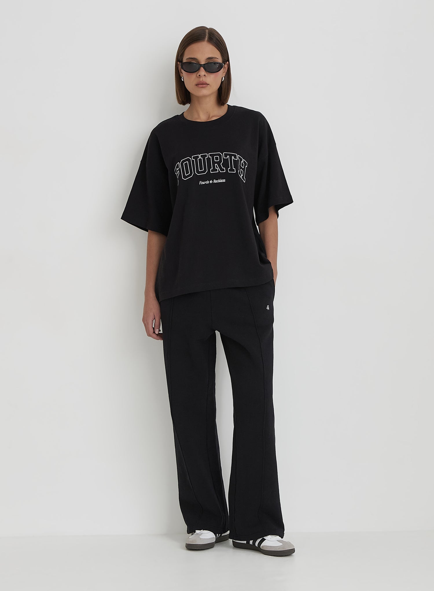 Black Oversized Fourth Applique T